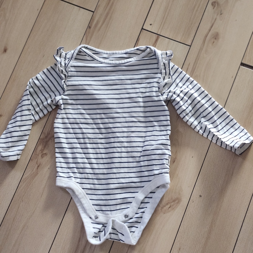 GAP Navy and White Striped Baby Bodysuit